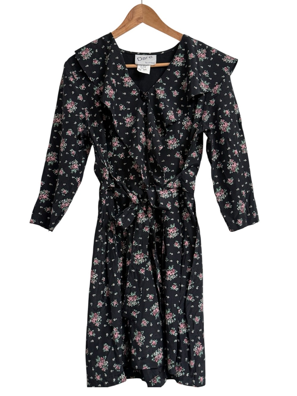 Vintage 90s Dare to Dress Floral Ruffle Collar Romper Playsuit Size 7 USA Made